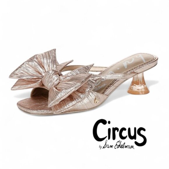 Circus by Sam Edelman Natalina Metallic Bow Kitten Heels, sz 6.5 - Picture 1 of 9